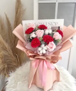 (M11) Fresh Carnation, Rose & Cotton Flowers